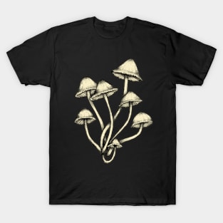 Tall Mushrooms || Black and White Design T-Shirt